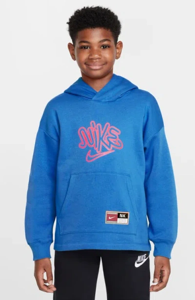 Nike Kids' Culture Of Basketball Oversize Pullover Hoodie In Blue