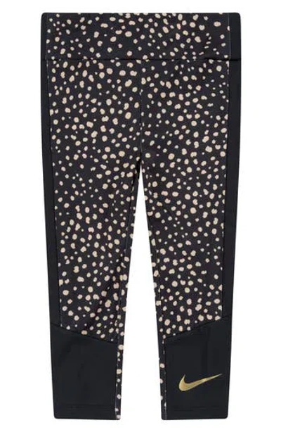 Nike Kids' Dri-fit Animal Spot Leggings In Black