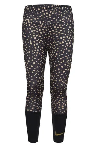 Nike Kids' Dri-fit Animal Spot Leggings In Black