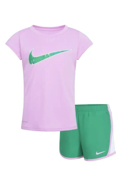 Nike Kids' Dri-fit Club Tempo T-shirt & Shorts Set In Stadium Green