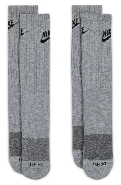 Nike Kids' Dri-fit Everyday Plus Crew Socks In Particle Grey/ Black
