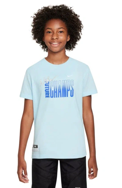 Nike Kids' Dri-fit Future Champs Graphic T-shirt In Glacier Blue