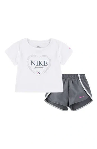 Nike Kids' Dri-fit Game, Swoosh, Match! T-shirt & Shorts Set In Gray