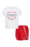 Nike Kids' Dri-fit Game, Swoosh, Match! T-shirt & Shorts Set In Red
