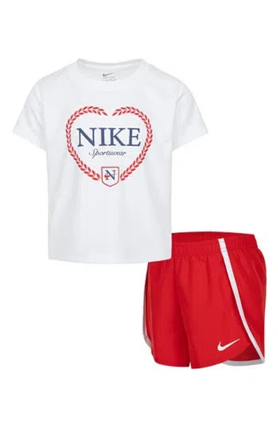 Nike Kids' Dri-fit Game, Swoosh, Match! T-shirt & Shorts Set In Red
