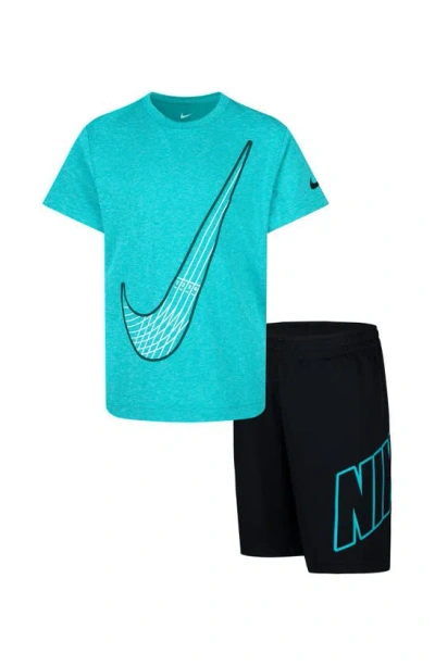 Nike Kids' Dri-fit Graphic T-shirt & Shorts Set In Black