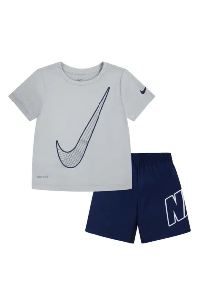 Nike Kids' Dri-fit Graphic T-shirt & Shorts Set In Gray