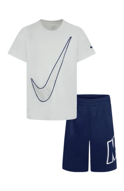 Nike Kids' Dri-fit Graphic T-shirt & Shorts Set In Gray