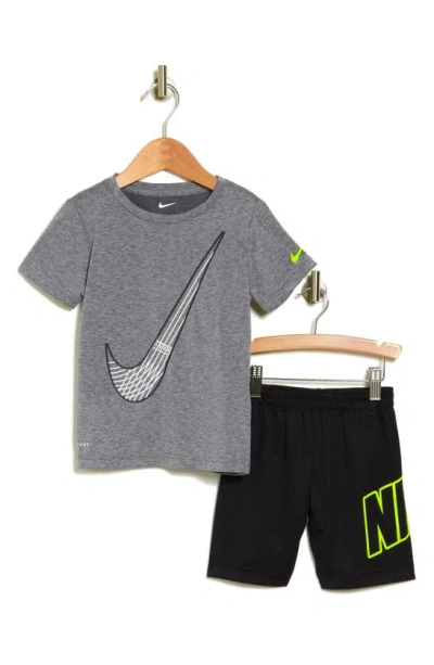Nike Kids' Dri-fit Graphic T-shirt & Shorts Set In Smoke Grey