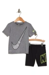 Nike Kids' Dri-fit Graphic T-shirt & Shorts Set In Smoke Grey