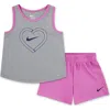Nike Kids' Towel Terry T-shirt & Shorts Set In Playful Pink