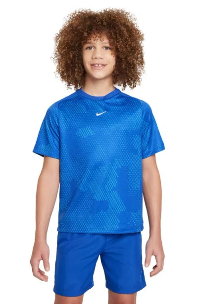 Nike Kids' Dri-fit Multi T-shirt In Game Royal/ White