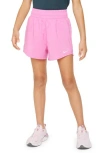 Nike One Big Kids' (girls') Dri-fit High-waisted Woven Training Shorts In Playful Pink/white