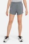 Nike One Big Kids' (girls') Dri-fit High-waisted Woven Training Shorts In Smoke Grey