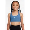 Nike Women's Swoosh Girls' Sports Bra In Blue Beyond/white