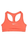 Nike Kids' Dri-fit Racerback Sports Bra In Light Wild Mango/white