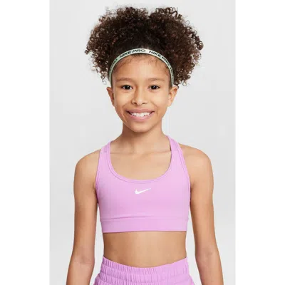 Nike Kids' Dri-fit Racerback Sports Bra In Rush Fuchsia/white