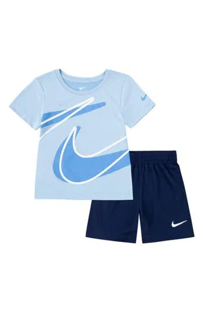 Nike Kids' Dri-fit T-shirt & Shorts Set In Midnight Navy/psychic Blue