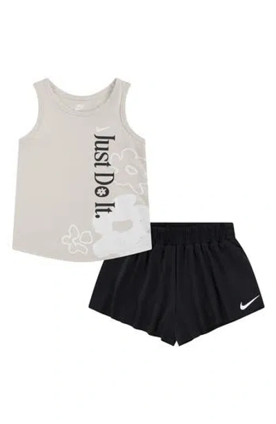 Nike Kids' Dri-fit Wild Flower Tank Top & Shorts Set In Black
