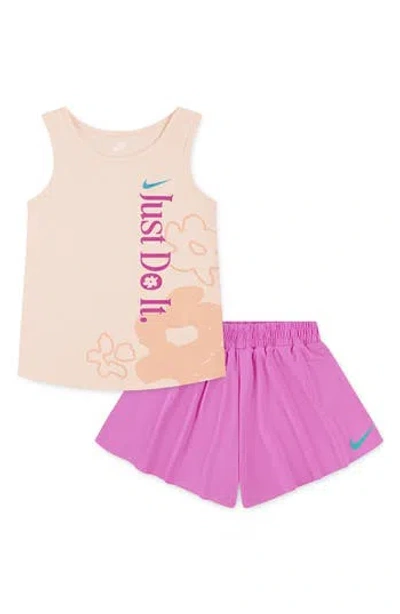NIKE NIKE KIDS' DRI-FIT WILD FLOWER TANK TOP & SHORTS SET
