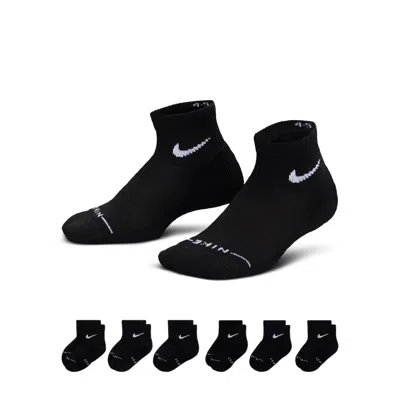 Nike Kids' Dri-fit Elevated Everyday Ankle Socks (6 Pairs) In Black