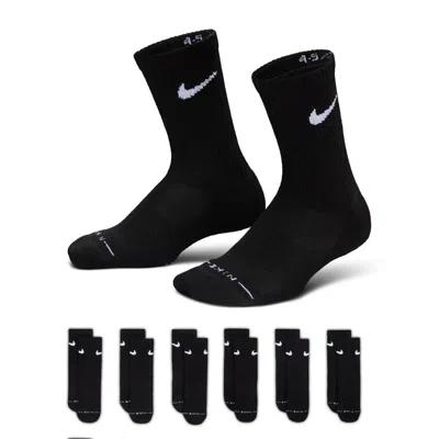 Nike Kids' Dri-fit Elevated Everyday Crew Socks (6 Pairs) In Black