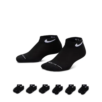 Nike Kids' Dri-fit Elevated Everyday Low Socks (6 Pairs) In Black