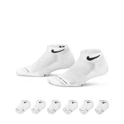 Nike Kids' Dri-fit Elevated Everyday Low Socks (6 Pairs) In White