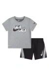 Nike Kids' Drop Graphic T-shirt & Shorts Set In Black/ Smoke Grey Heather