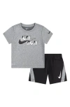 Nike Kids' Drop Graphic T-shirt & Shorts Set In Black/smoke Grey Heather