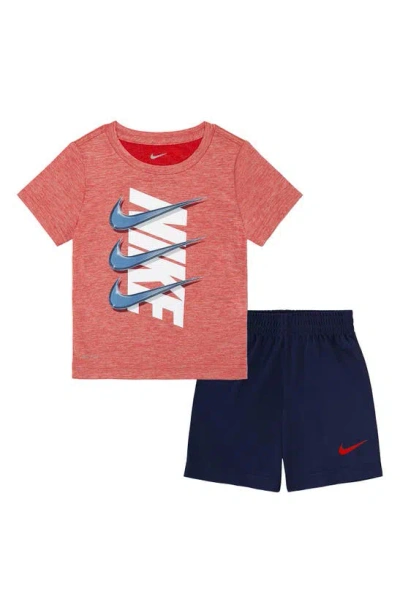 Nike Kids' Dropset T-shirt & Shorts Set In Midnight Navy