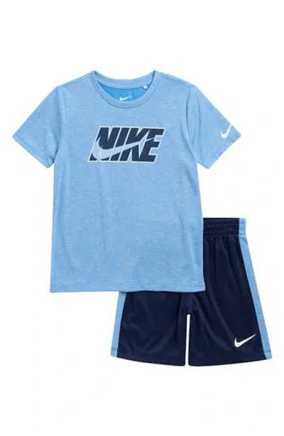 Nike Kids' Dropset T-shirt & Shorts In Blue