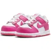 Nike Baby White & Pink Dunk Low Sneakers In White/pink/fuchsia