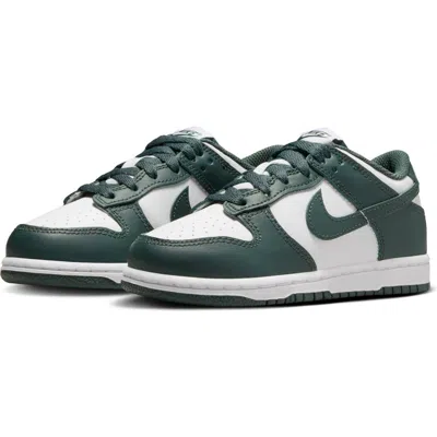Nike Big Kids Green & White Dunk Low Sneakers In White/vintage Green/white