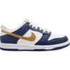 Nike Kids' Dunk Low Basketball Sneaker In White/wheat/midnight Navy