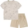 Nike Kids' E1d1 Graphic T-shirt & Shorts Set In Neutral