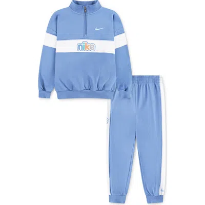 Nike Kids' E1d1 Quarter Zip Sweatshirt & Pants Set In Blue