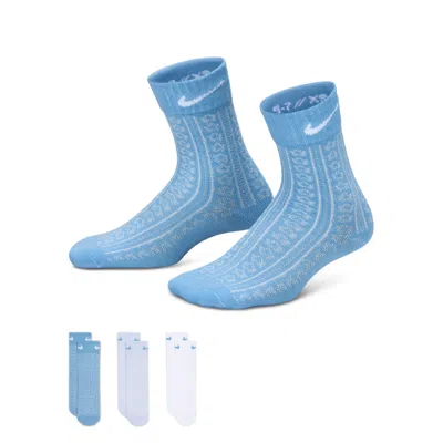 Nike Kids' Easy Breezy Pointelle Socks (3 Pairs) In Black