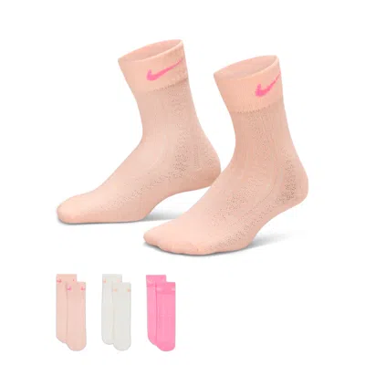 Nike Kids' Easy Breezy Pointelle Socks (3 Pairs) In Pink