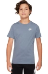 Nike Kids' Embroidered Swoosh T-shirt In Ashen Slate/ White
