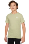 Nike Kids' Embroidered Swoosh T-shirt In Olive Aura/ White