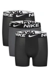 Nike Kids' Essential Dri-fit Micro Assorted 3-pack Boxer Briefs In Black / Dark Gray