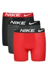 Nike Kids' Essential Dri-fit Micro Assorted 3-pack Boxer Briefs In University Red