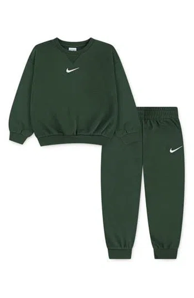 Nike Kids' Essential Fleece Sweatshirt & Joggers Set In Green