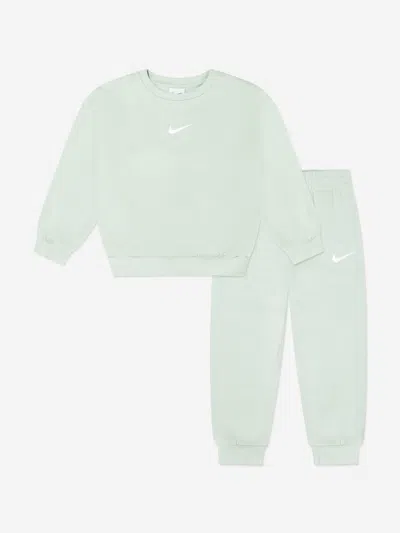 Nike Kids Essential Fleece Tracksuit In Green