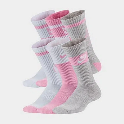 Nike Kids' Everyday Cushioned Crew Socks (6-pack) Size Small Cotton/nylon/polyester In Multi