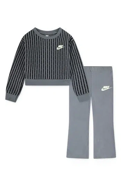 Nike Kids' Femme Pop Fleece Top & Leggings Set In Gray