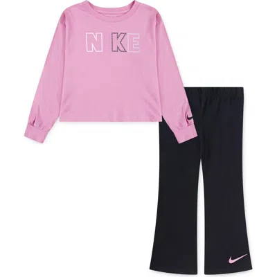 Nike Kids' Femme Pop Pullover Sweater & Flare Pants Set In Black