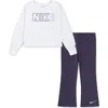 Nike Kids' Femme Pop Pullover Sweater & Flare Pants Set In Dark Raisin
