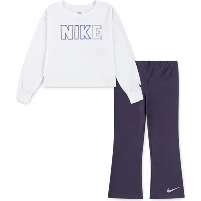 Nike Kids' Femme Pop Pullover Sweater & Flare Pants Set In Dark Raisin
